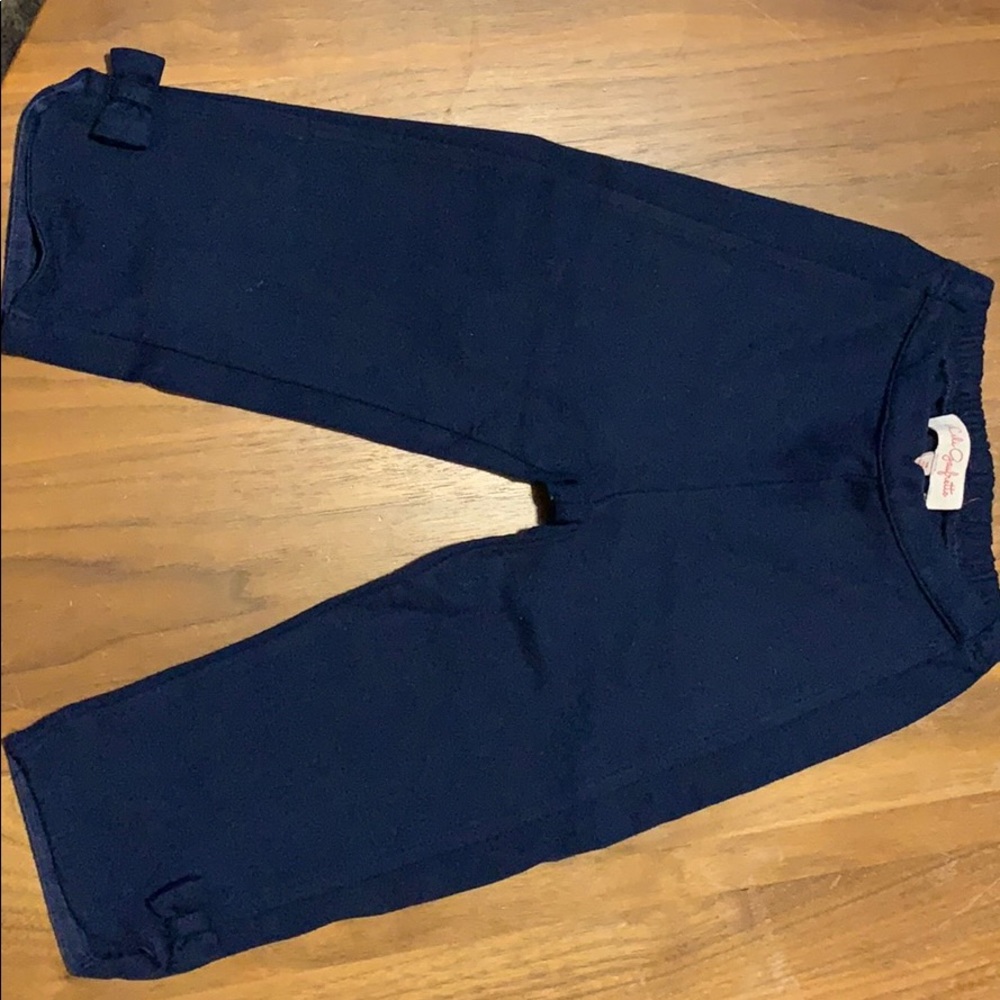 Lili Gaufrette Girl Navy Leggings w Bows - 18mos